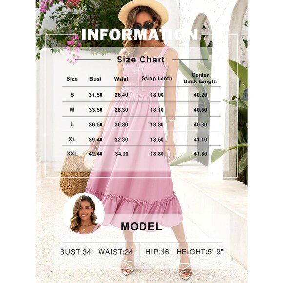 Women Black Summer Boho 2025 Square Neck Strapped Ruffle Beach Long Dresses - Picture 6 of 7